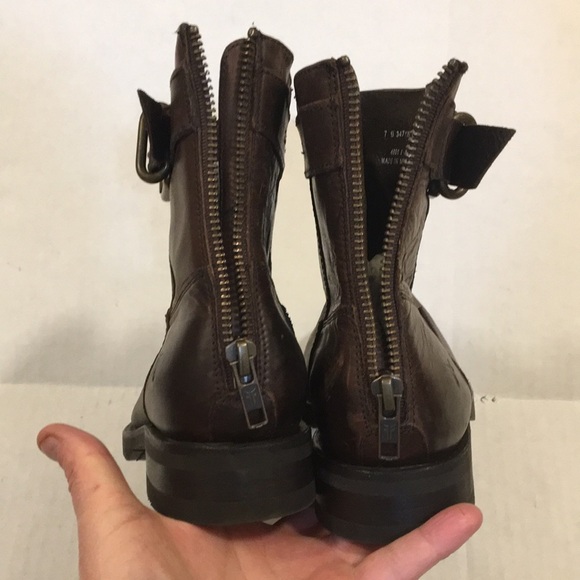 NWT Frye Pippa Leather Ankle Brown Boots - Picture 9 of 13